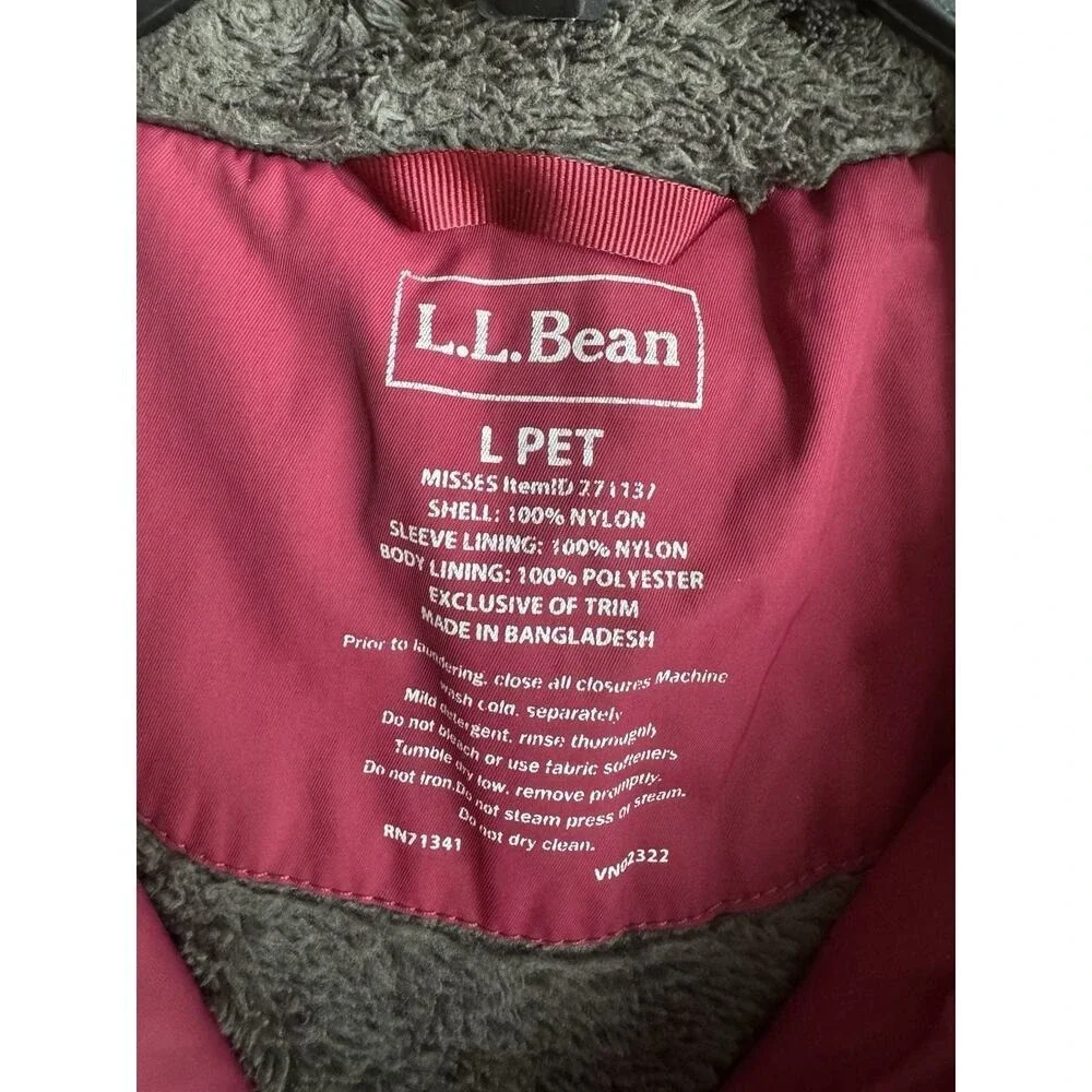 L.L. Bean Women's Pink Winter Warmer Jacket Size Large Petite